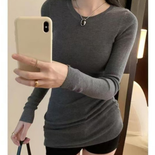上衣长袖 女内搭可外穿修身 T恤潮 德绒磨毛保暖打底衫 秋冬2025新款