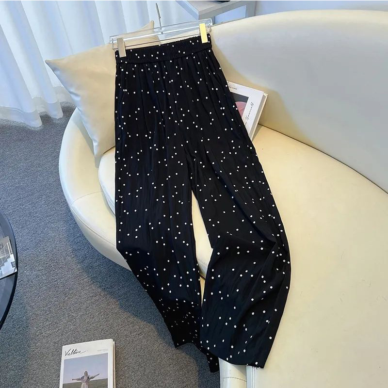 黑色波点休闲裤女秋冬新款胖妹妹mm梨型身材高腰宽松显瘦阔腿裤子,女装/女士精品,大码裤装,淘宝优惠券,粉丝福利购,淘宝优惠卷