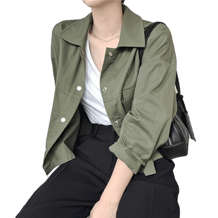 春季原宿港风复古chic设计感小众休闲工装夹克上衣短外套女ins潮
