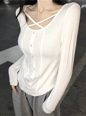 辣妹心机锁骨显瘦上衣女2025春秋