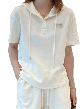连帽休闲运动服卫衣短裤两件套女