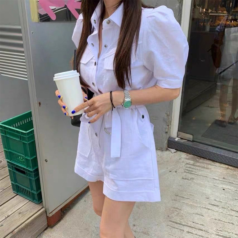 2026夏季新款韩版时尚polo领单排扣长袖连体裤高腰短裤连体衣女,女装/女士精品,连衣裙,淘宝优惠券,粉丝福利购,淘宝优惠卷
