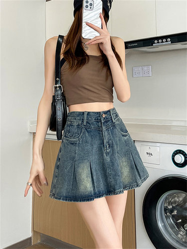 美式复古牛仔半身裙女夏季2025