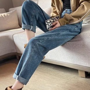 加绒胖mm遮肉显瘦萝卜老爹裤 高腰弹力哈伦牛仔裤 女2025年秋冬新款