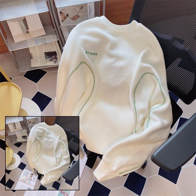 小个子白色圆领卫衣女春秋冬设计感小众宽松情侣装高级感超上衣潮
