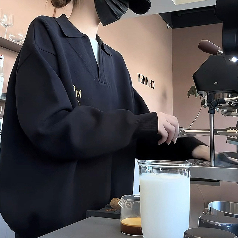 美式复古假两件半开领针织衫卫衣女秋冬慵懒宽松套头毛衣v领上衣,女装/女士精品,常规大码外套,淘宝优惠券,粉丝福利购,淘宝优惠卷