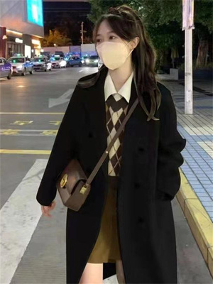 长款呢子大衣女秋冬季毛呢外套小个子韩系高级感日式赫本风英伦风