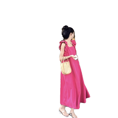 法式玫红色吊带连衣裙仙女夏季