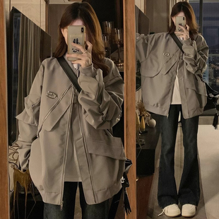 港风小众设计感女春季新款飞行服棒球服工装情侣