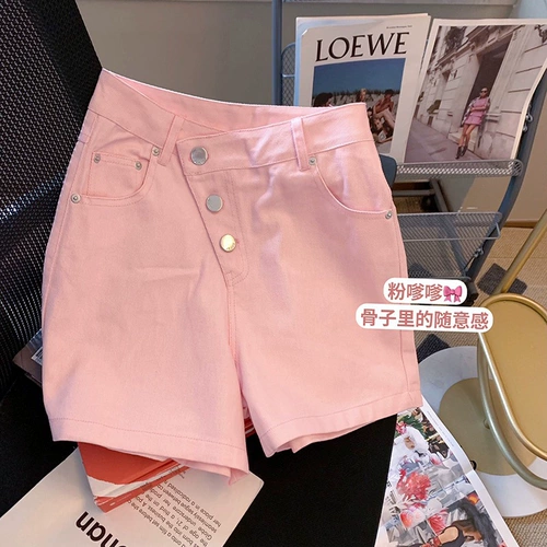 Розовая джинсовая юбка, летние шорты, сексуальные приталенные штаны, высокая талия, свободный крой, А-силуэт