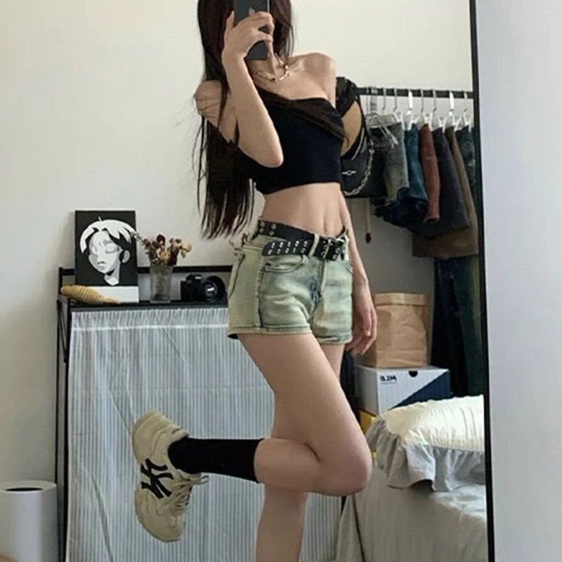 美式辣妹低腰显瘦超短裤复古高街小个子紧身牛仔裤女夏季水洗热裤,女装/女士精品,大码裤装,淘宝优惠券,粉丝福利购,淘宝优惠卷