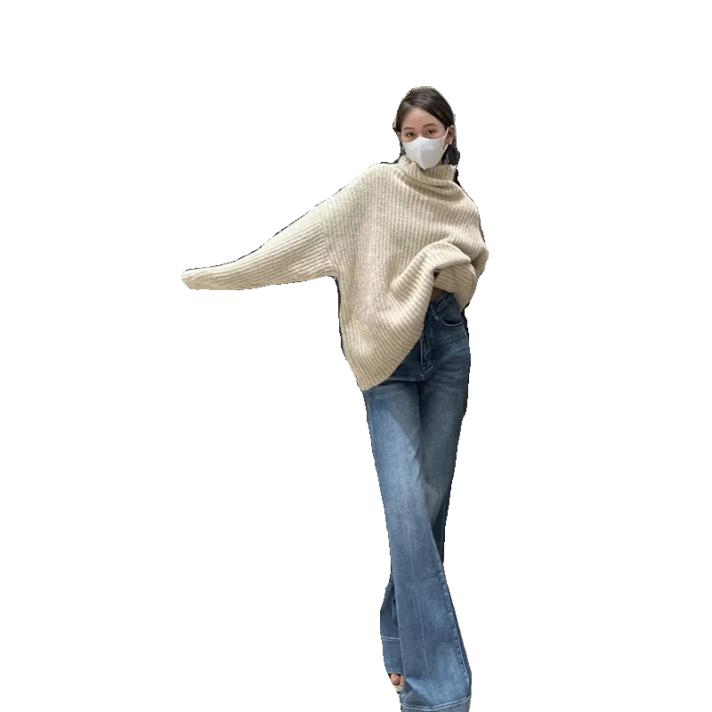 欧美高腰浅色微喇叭牛仔裤2025年新款直筒显瘦拖地马蹄裤子女春秋