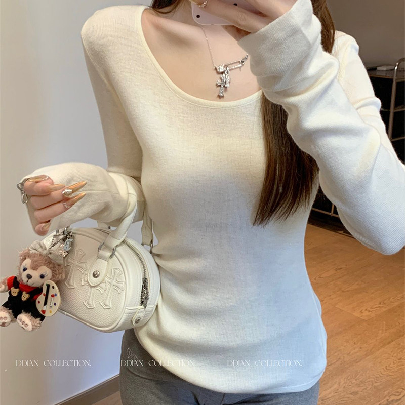 纯欲风圆领薄款长袖打底衫女春秋冬季减龄修身显瘦毛衣内搭上衣服,女装/女士精品,大码内搭,淘宝优惠券,粉丝福利购,淘宝优惠卷