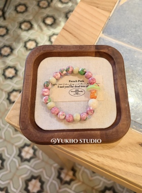 草莓奶油小蘑菇雨花石可爱手链手串