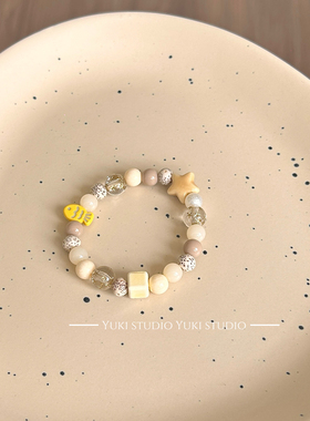 原创黄色小鱼星月情侣中式手作