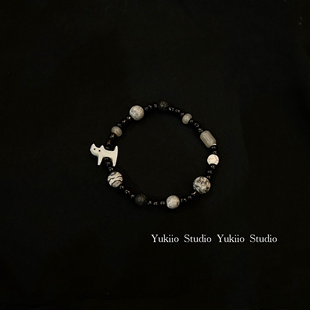 月光小猫星球新中式手串天然石新款手链男女小众diy情侣ins