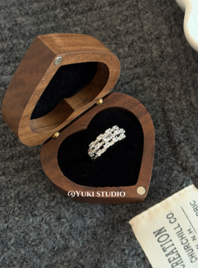 满钻三层排钻闪戒指重工轻奢镀金ins韩风夸张开口女中古食指戒