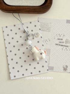 新年小马幸运福牌可爱植绒挂饰手机链新款钥匙扣手工串珠包包挂件