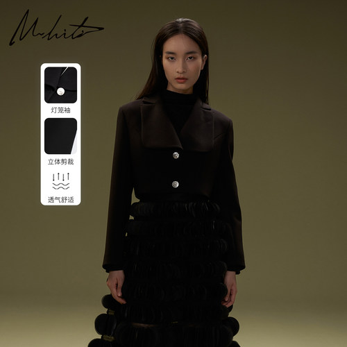 m.hiti大翻领西装短外套