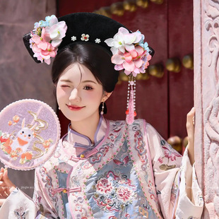 宫廷风格格发箍女贵人旗头头箍贵妃娘娘洗脸发卡古风头饰头花发饰