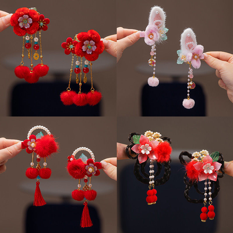 秋冬新款儿童古风对夹国风汉服小女孩蝴蝶结发夹过年红色宝宝头饰,饰品/流行首饰/时尚饰品新,发饰,淘宝优惠券,粉丝福利购,淘宝优惠卷