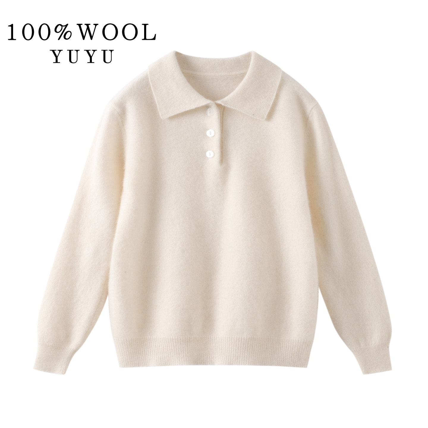 100%羊毛POLO领针织衫秋冬新款