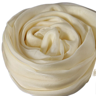 米黄色纯真丝丝巾2026春秋季新款纱巾100%桑蚕丝围巾夏天时尚女款