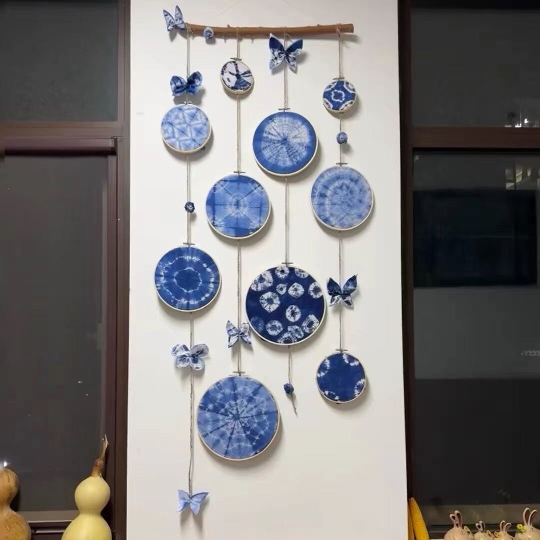 竹绣綳扎染壁饰桌面摆件手工绣花diy作品展示圈