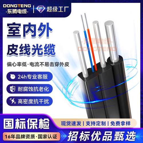 东腾GJXH室内皮线光缆皮纤1/2/4芯光纤线FTTH入户单模通信电线缆