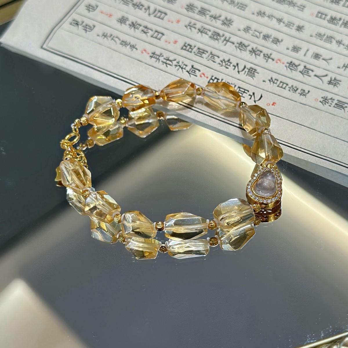 巧恩珠宝天然黄水晶随形手链女品天然水晶水晶手串