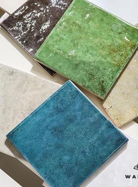 法式复古窑变墨绿色方砖手工砖墙砖卫生间浴室瓷砖餐厅背景墙瓷砖