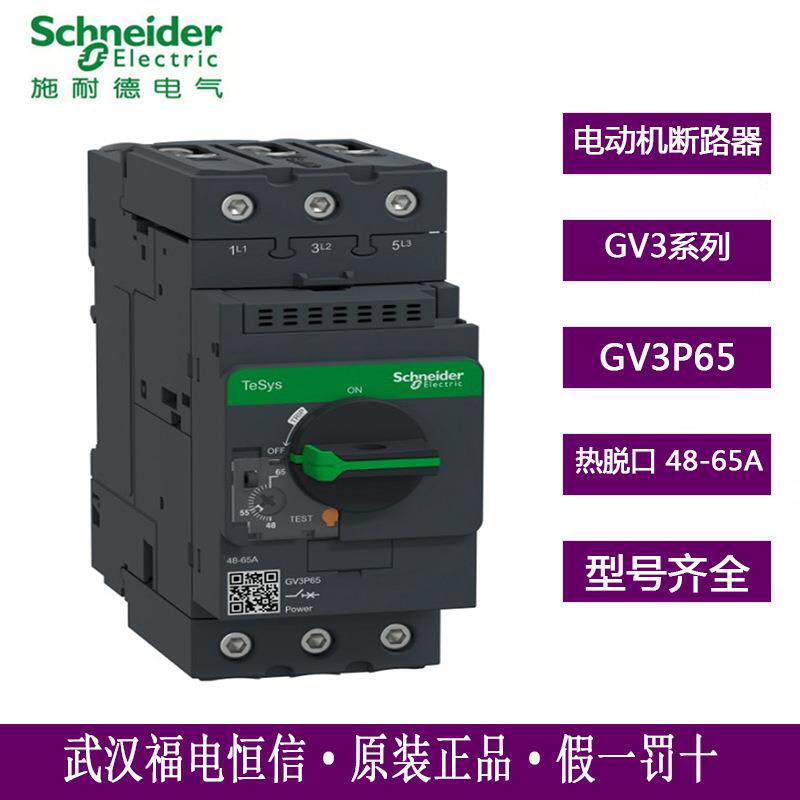 TESYS马达保护器Schneider整定电流48-65A电动机保护断路器GV3P65