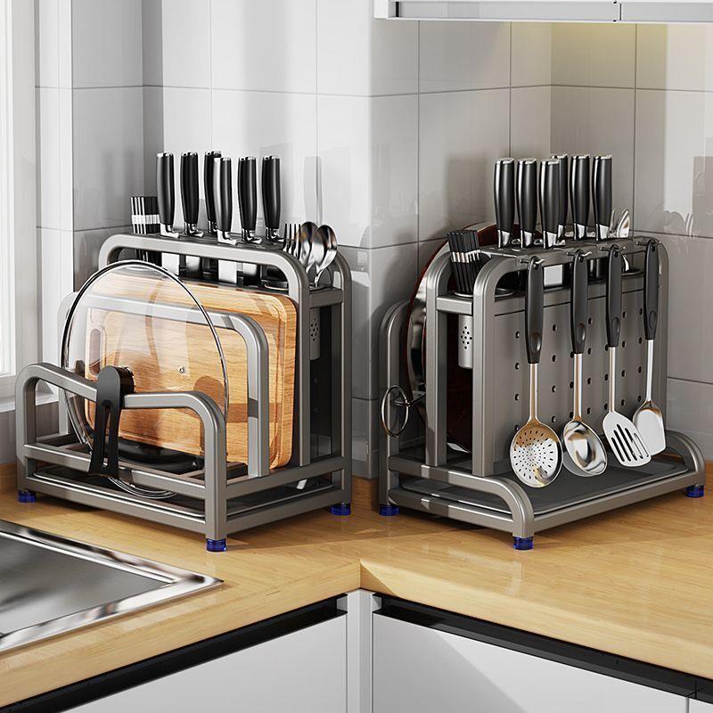 厨房刀架置物架多功能家用菜刀锅盖砧板筷子台面沥水刀具收纳架子