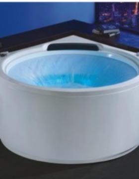 双人按摩冲浪瀑布浴缸成人亚克力浴池恒温龙头弧形三角jacuzzi