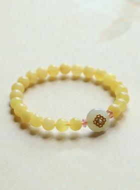 平价捡漏白花蜜蜡8mm女款单圈手串手链搭配青玉复古小红书热款