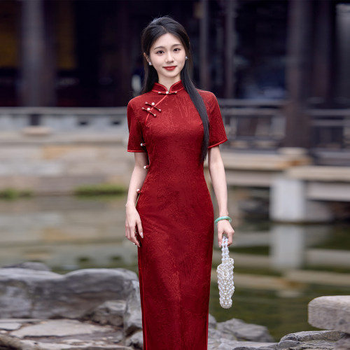 旗袍裙小个子国风复古高端收腰