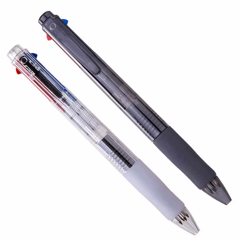 得力四色圆珠笔按动式彩色油笔ins高颜值学生多色合一笔记专用笔