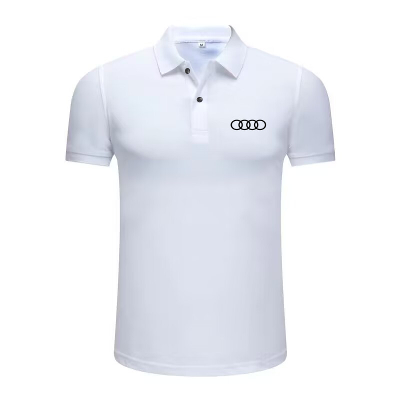 新款奥迪白色t恤男款工作服CBD展厅服务工装夏装上衣女polo衫短袖