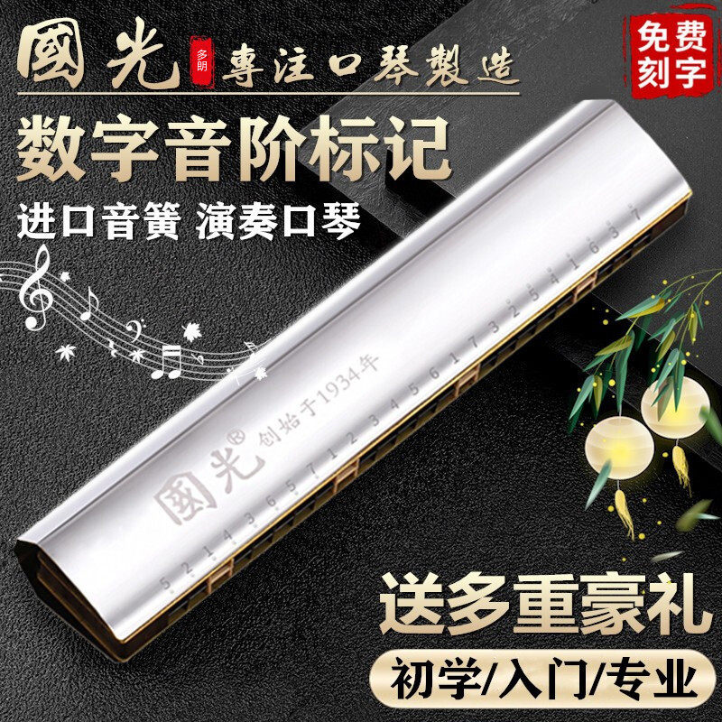 上海国光口琴24孔复音C调回声初学儿童成人入门28孔重音专业演奏,乐器/吉他/钢琴/配件,口琴,淘宝优惠券,粉丝福利购,淘宝优惠卷