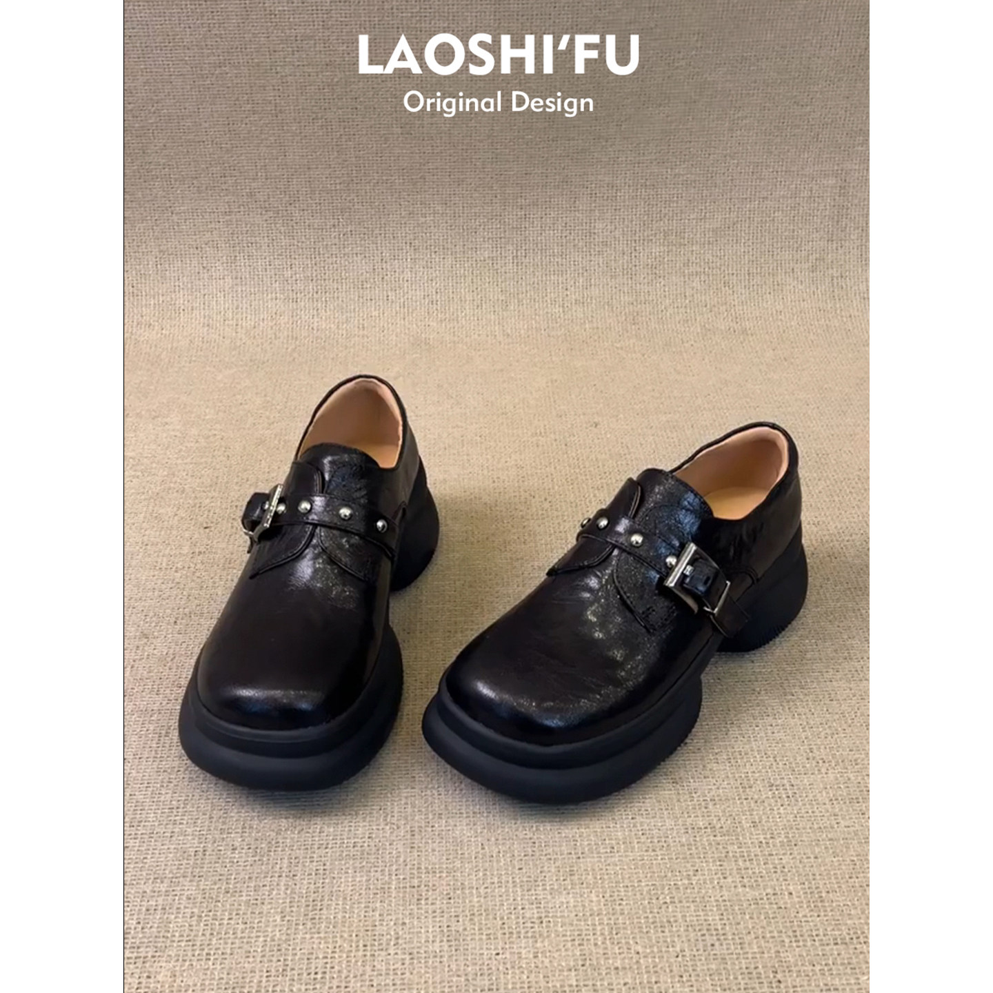 真皮版~小个子厚底增高圆头乐福鞋女2026新款英伦风皮带扣小皮鞋