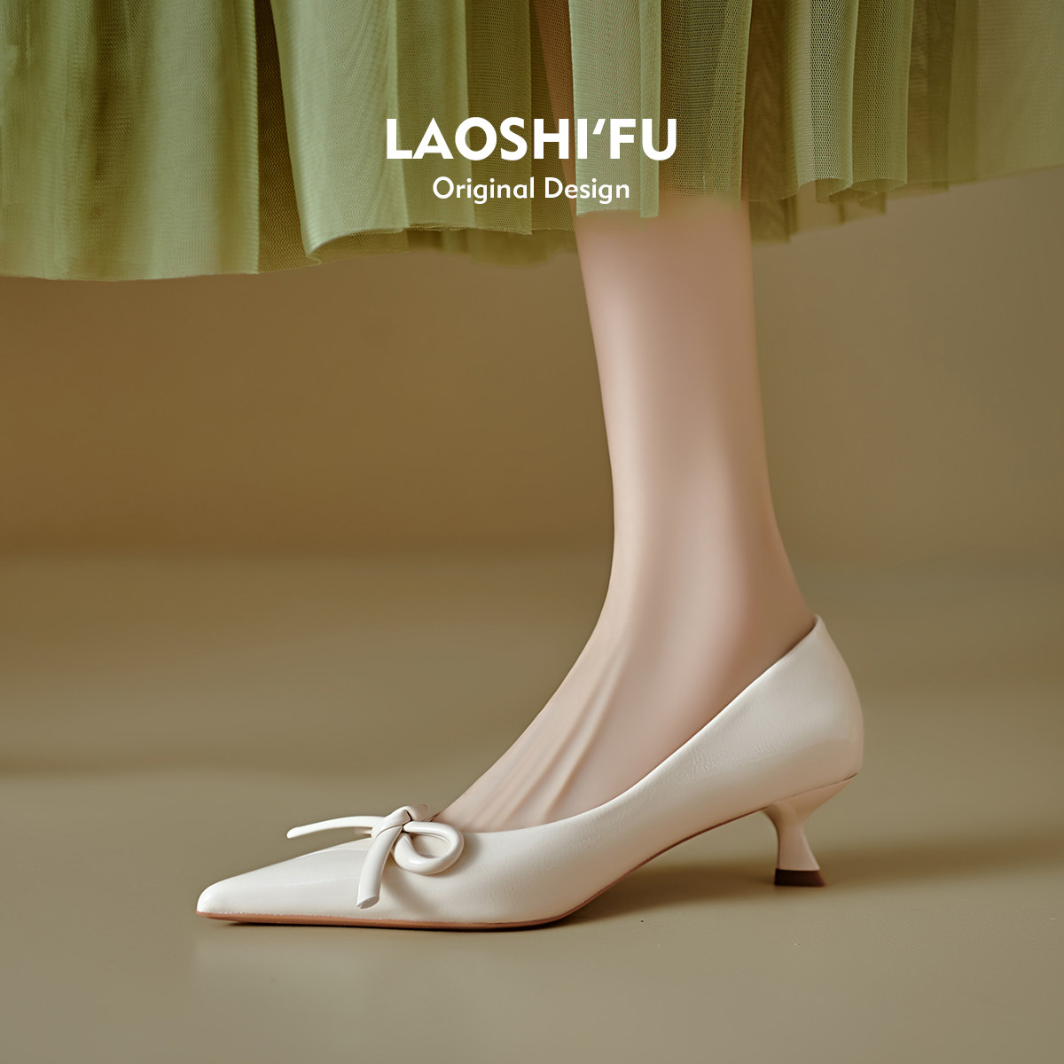 羊皮版！法式细跟浅口尖头单鞋女2025夏季新款配裙子蝴蝶结高跟鞋