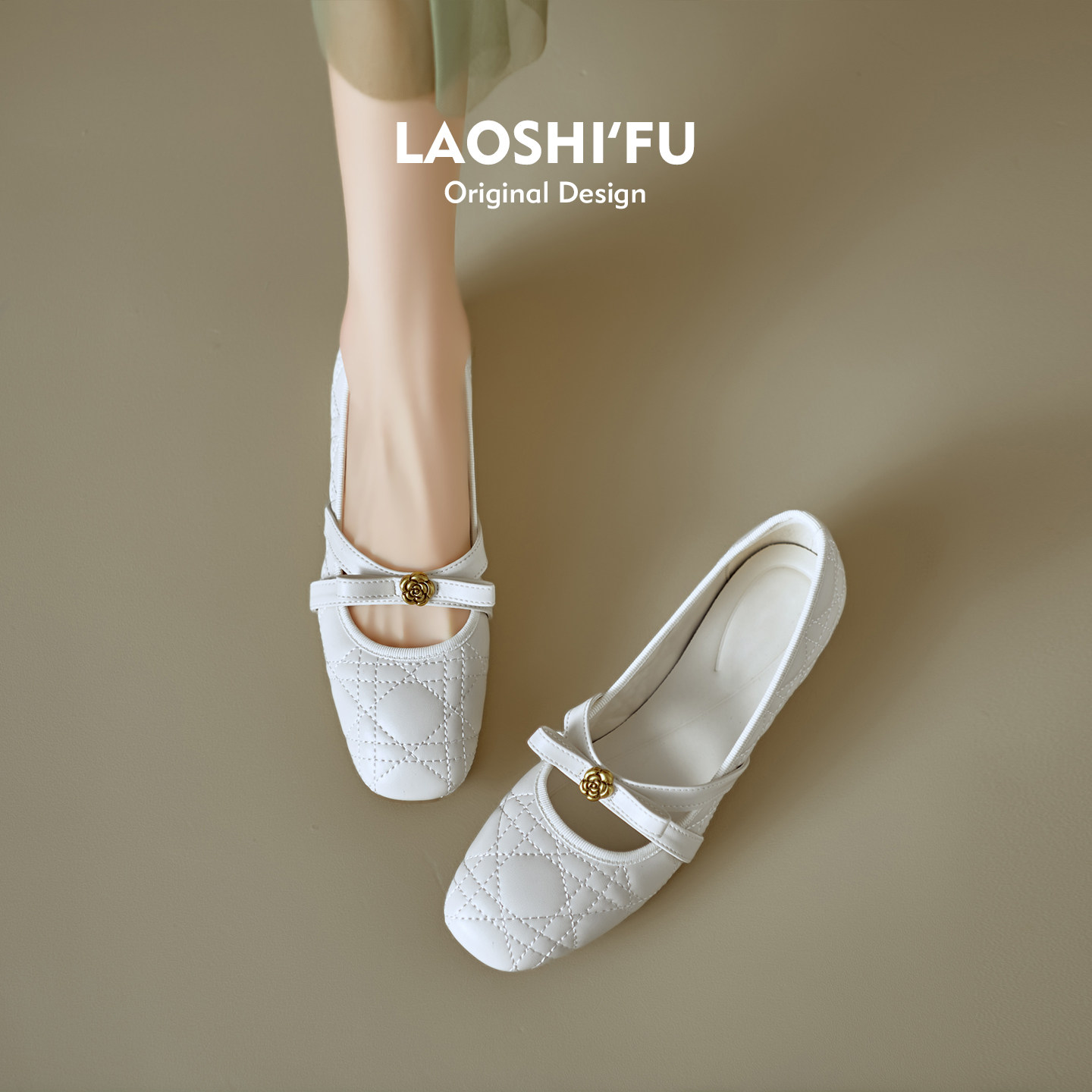 羊皮版~法式方头蝴蝶结内增高单鞋女2026新款山茶花浅口玛丽珍鞋