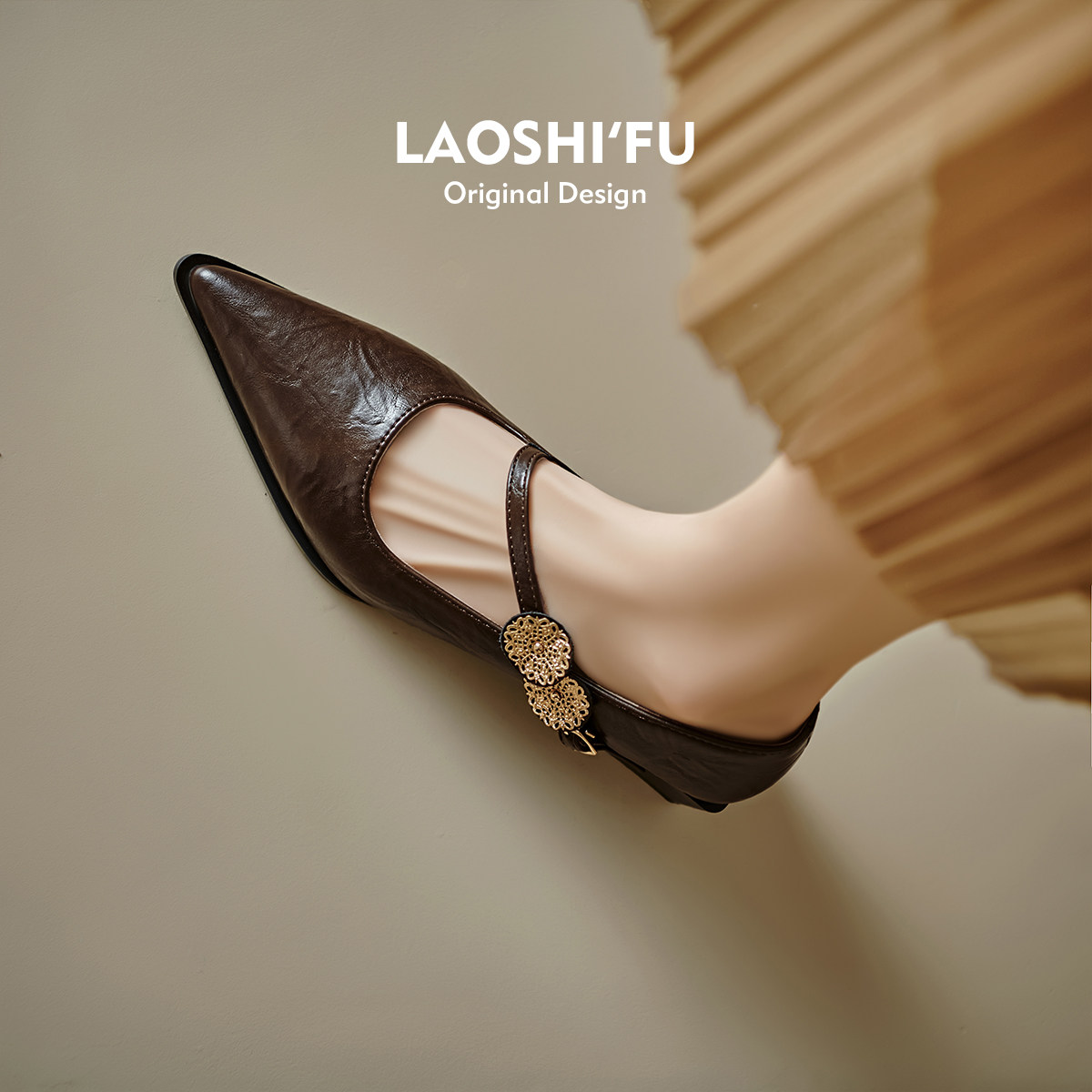 羊皮版！法式尖头粗跟玛丽珍单鞋女春新款复古不累脚小皮鞋高跟鞋