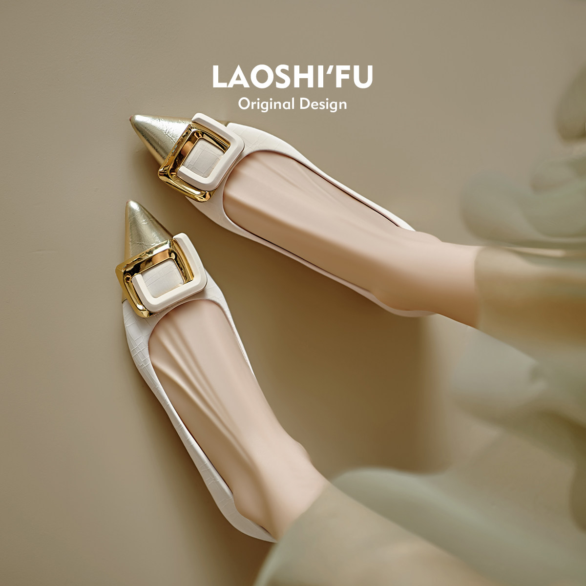 羊皮版~法式浅口尖头粗跟单鞋女2025新款气质方头低跟通勤工作鞋