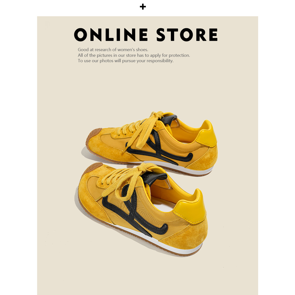 真皮版！复古黄色德训鞋女春季新款厚底运动休闲阿甘鞋内增高板鞋