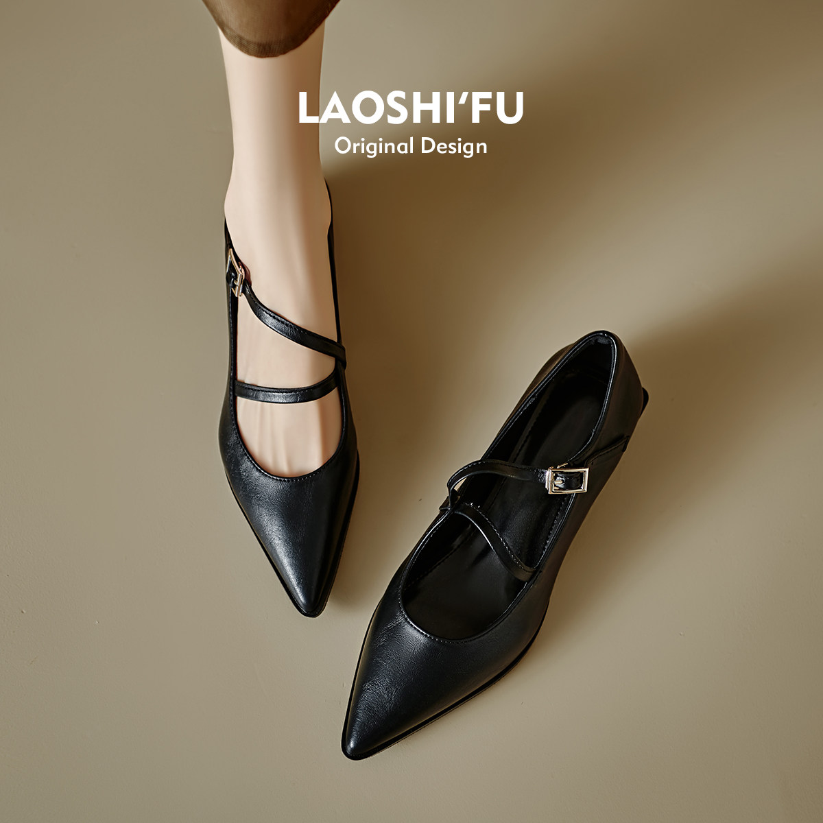 羊皮版！法式尖头粗跟玛丽珍单鞋女春新款复古不累脚小皮鞋高跟鞋