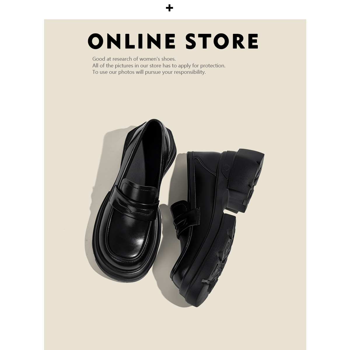 老师傅手工定制真皮厚底小皮鞋女英伦风黑色一脚蹬乐福鞋粗跟单鞋