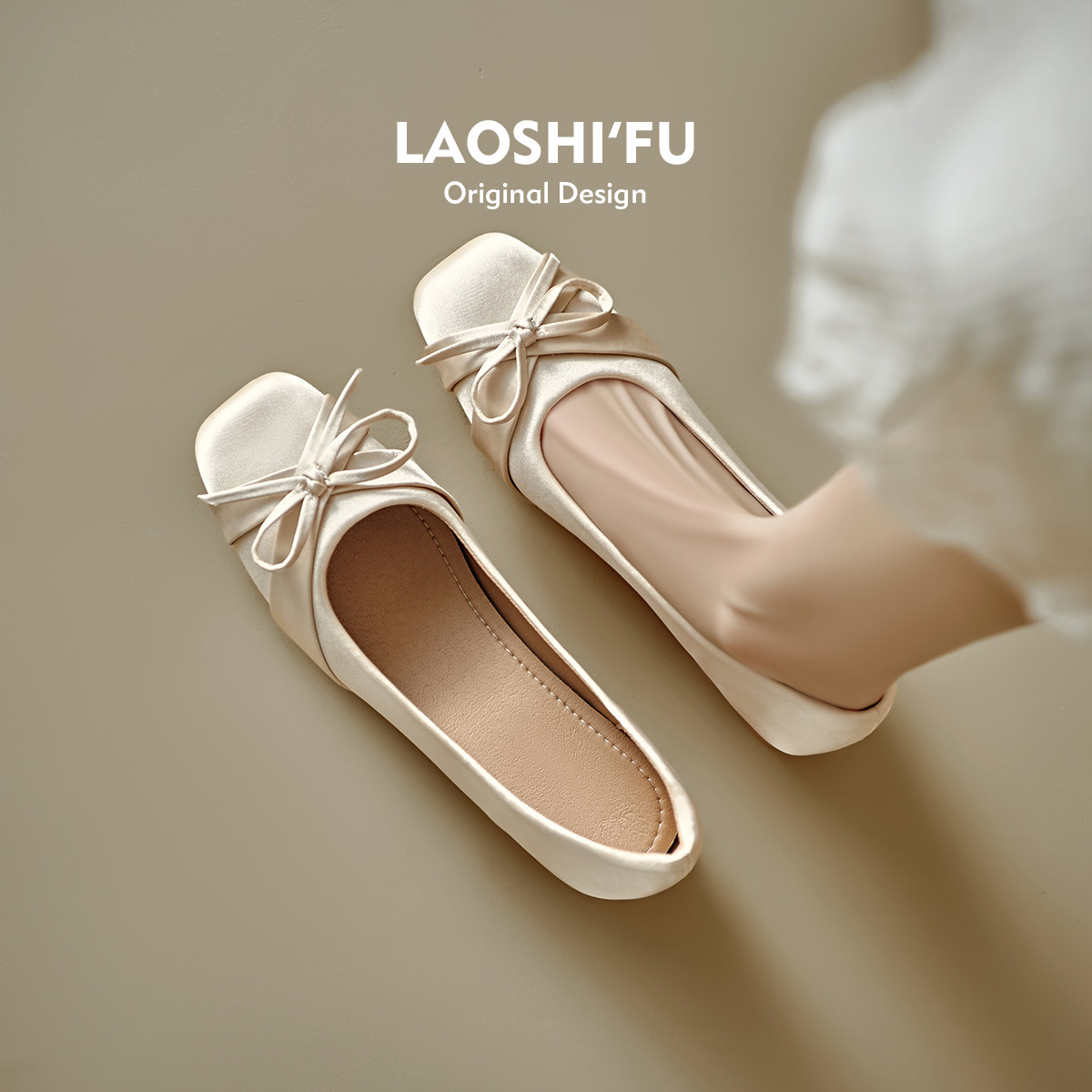 2026春季新款方头蝴蝶结粗跟单鞋