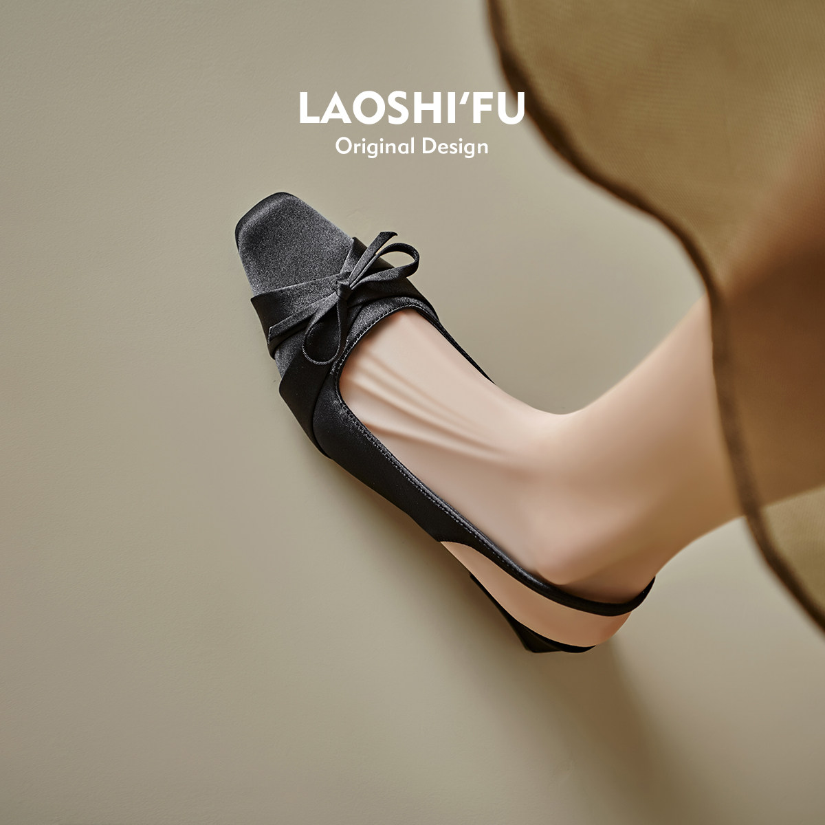 羊皮版！法式蝴蝶结粗跟包头凉鞋女夏季新款温柔仙女风配裙子单鞋