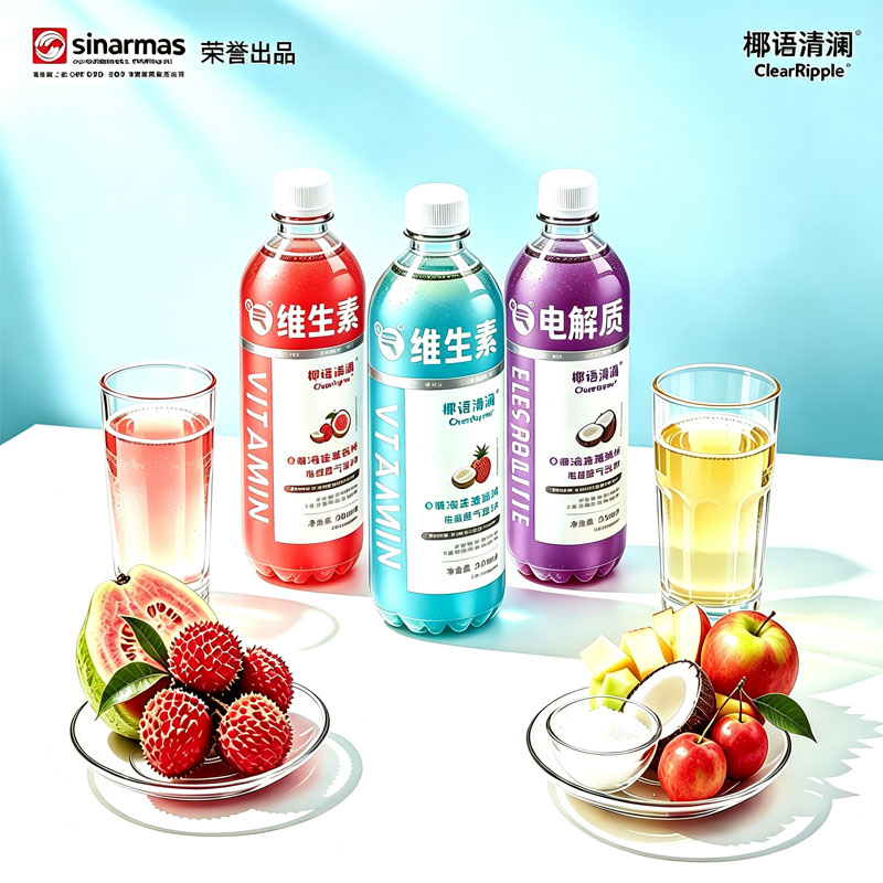 椰语清澜0糖海盐荔枝电解质维生素饮料600ml荔枝风味气泡饮料